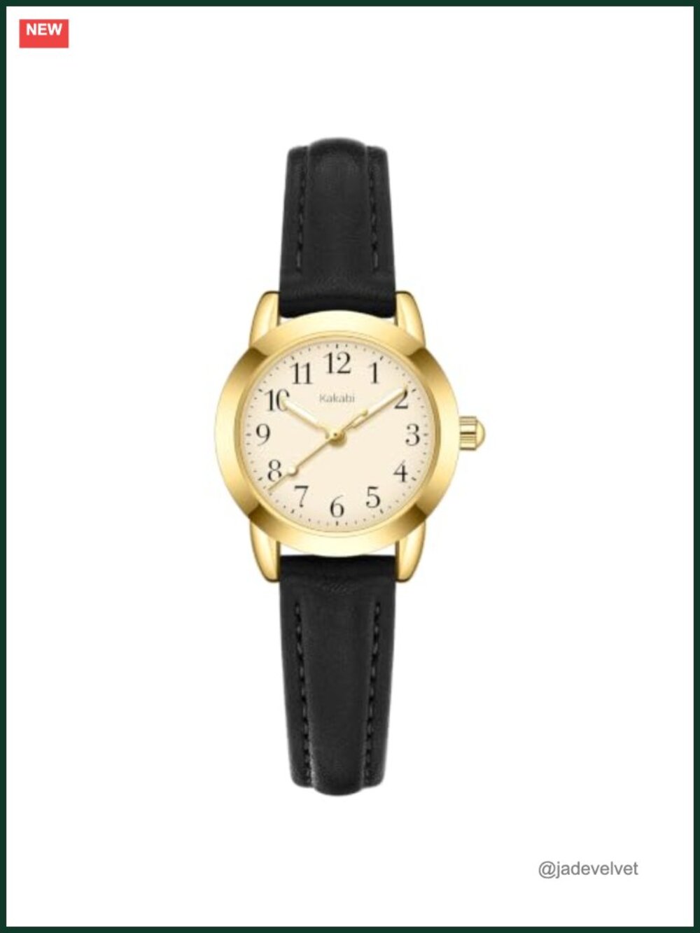 Gold Tone Vintage Analog Watch Leather Strap Quartz Water Resistant Women's